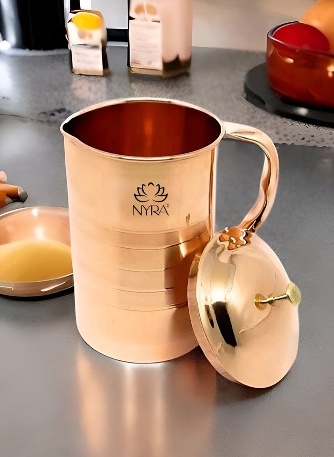 Nyra Kitchenware Nyra Pure Copper Tamba Water Jug with Lid - 1.8 Ltr - Ayurvedic Health Benefits - Image 1